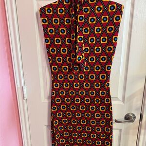 SHEIN Red and Black Sleeveless Sheath Maxi Dress